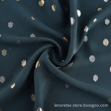 Polyester Gold Foil Printing Woven Moss Crepe Fabric
